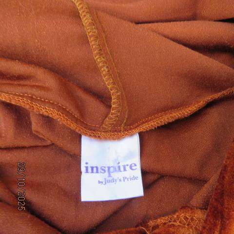 INSPIRE rust colour hooded slip over stretch creased polyester velvet top size 42-44