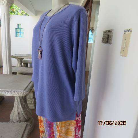 Real Clothing iris colour long sleeve slip over top in corded polycotton, size 42