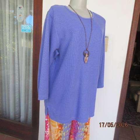 Real Clothing iris colour long sleeve slip over top in corded polycotton, size 42