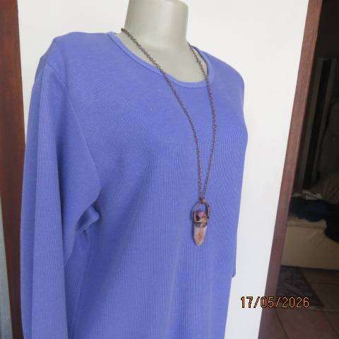 Real Clothing iris colour long sleeve slip over top in corded polycotton, size 42
