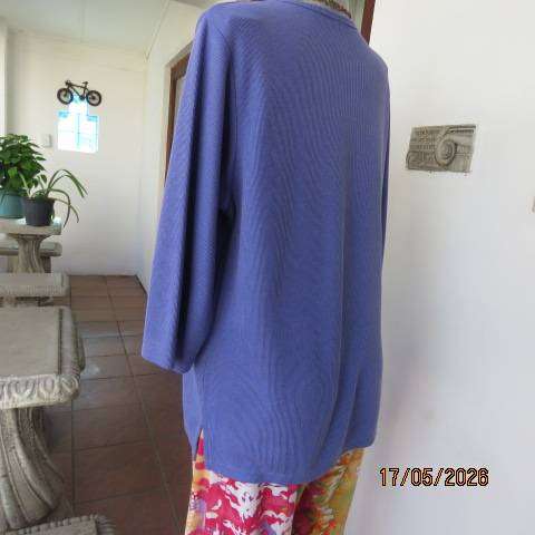 Real Clothing iris colour long sleeve slip over top in corded polycotton, size 42