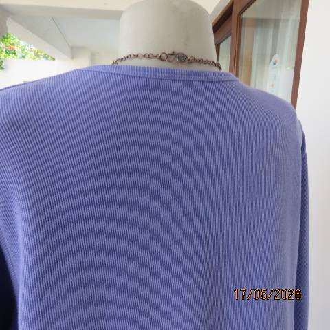 Real Clothing iris colour long sleeve slip over top in corded polycotton, size 42