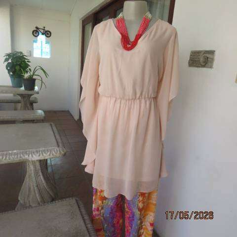 INWEAR champagne peach sheer polyester long top with stretch polyester underlay size 40