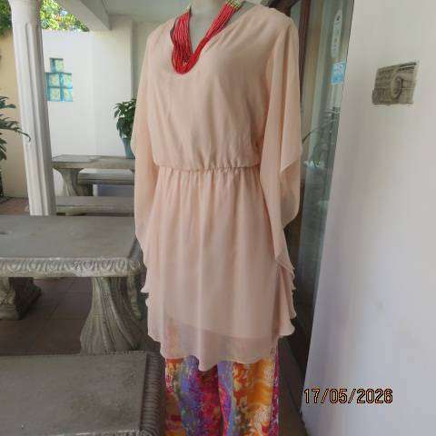 INWEAR champagne peach sheer polyester long top with stretch polyester underlay size 40