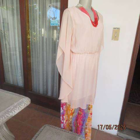 INWEAR champagne peach sheer polyester long top with stretch polyester underlay size 40