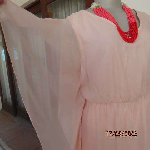 INWEAR champagne peach sheer polyester long top with stretch polyester underlay size 40