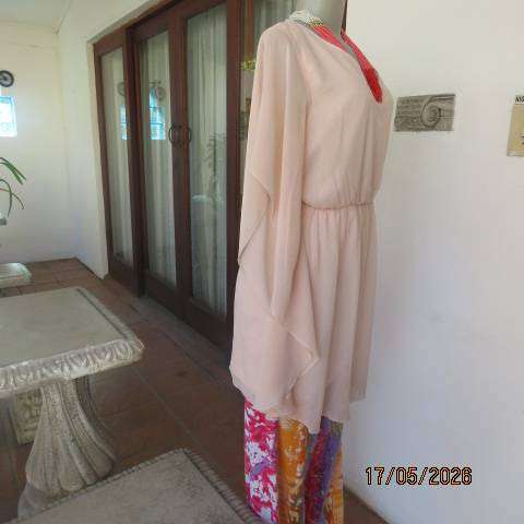 INWEAR champagne peach sheer polyester long top with stretch polyester underlay size 40