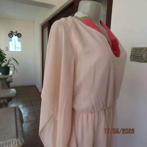 INWEAR champagne peach sheer polyester long top with stretch polyester underlay size 40