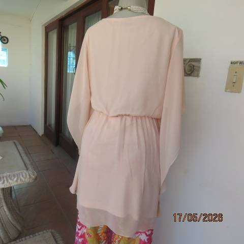 INWEAR champagne peach sheer polyester long top with stretch polyester underlay size 40