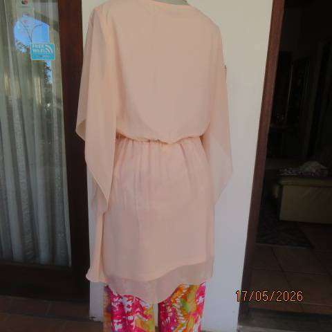 INWEAR champagne peach sheer polyester long top with stretch polyester underlay size 40