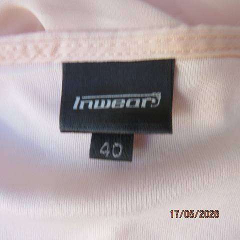 INWEAR champagne peach sheer polyester long top with stretch polyester underlay size 40