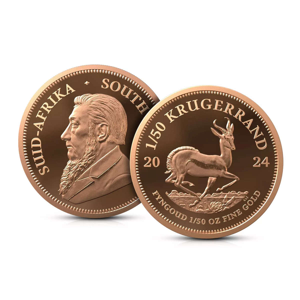 The 2024 South African 1 Rand 1/50oz Solid Gold Krugerrand coin in a capsule