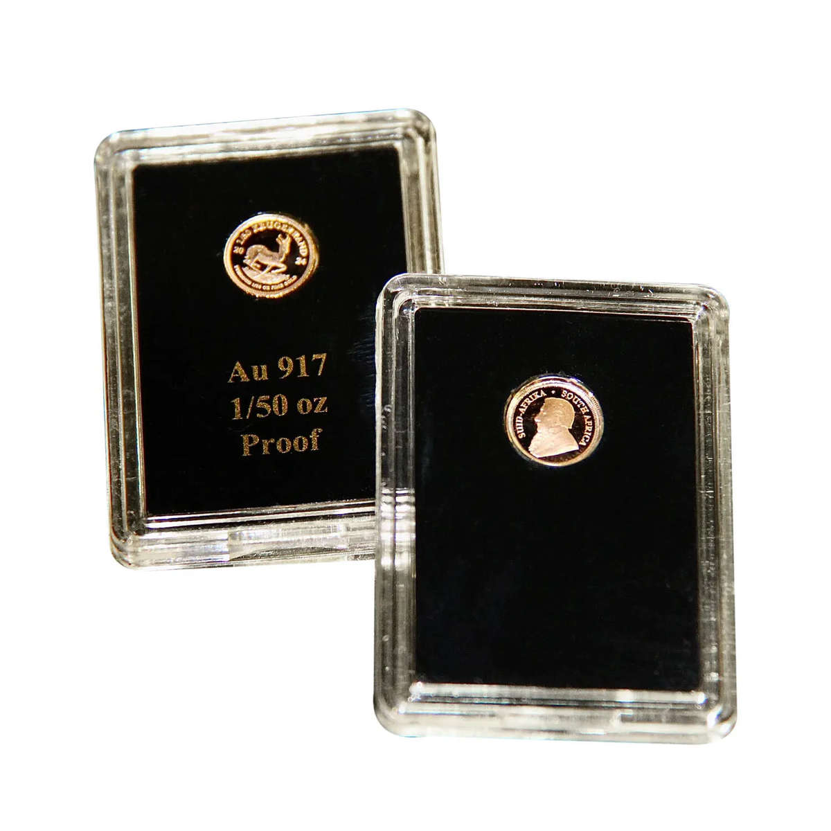 The 2024 South African 1 Rand 1/50oz Solid Gold Krugerrand coin in a capsule