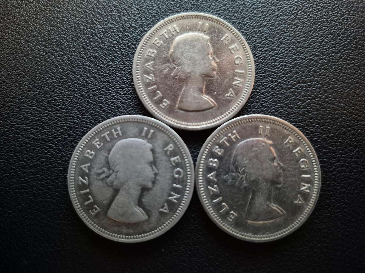 3 Coins - Two Shillings Set - 1953 1954 1955 (L10)