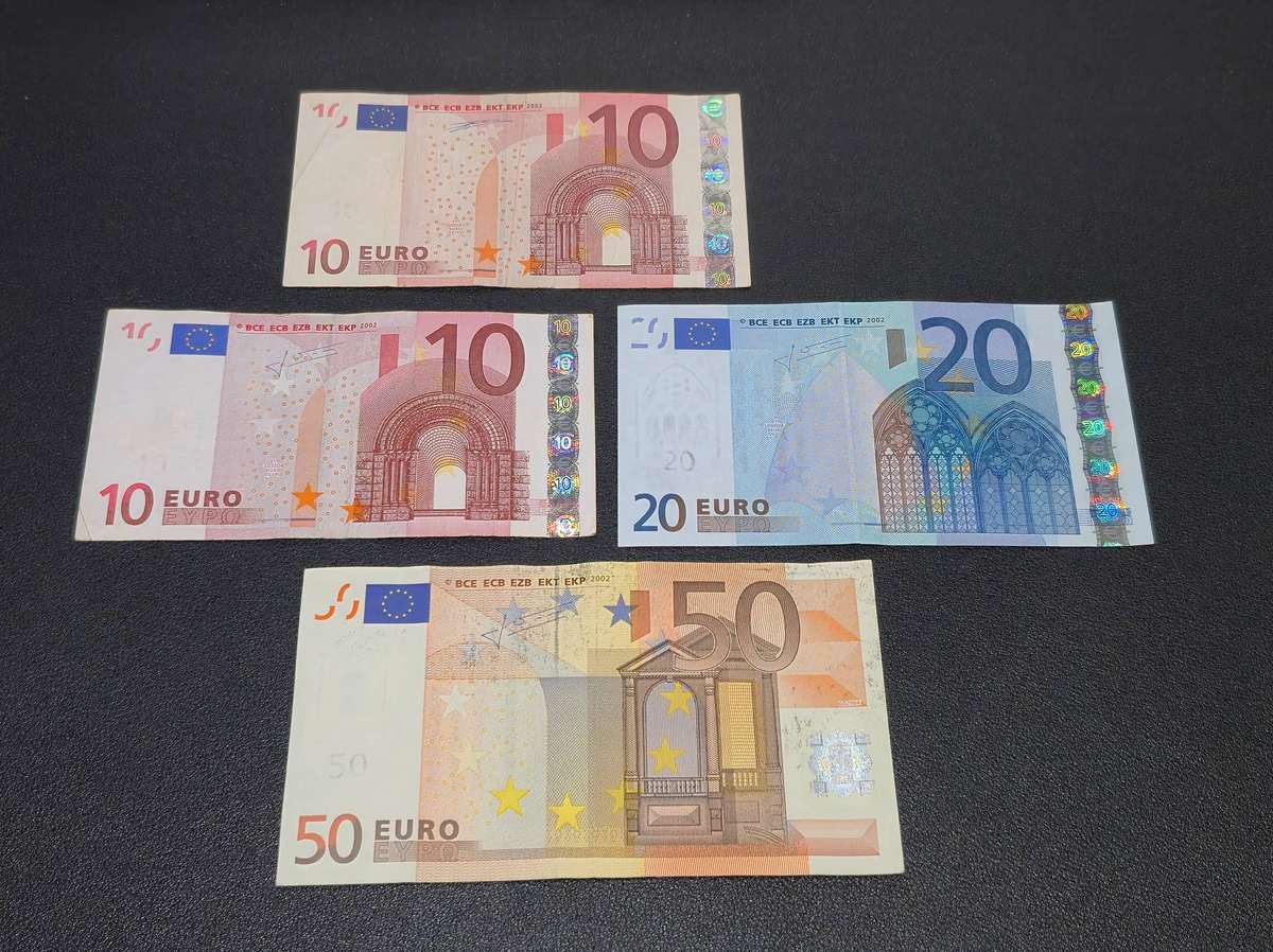 Euro 2002 Series Bank Note Collection - 10, 10, 20 & 50
