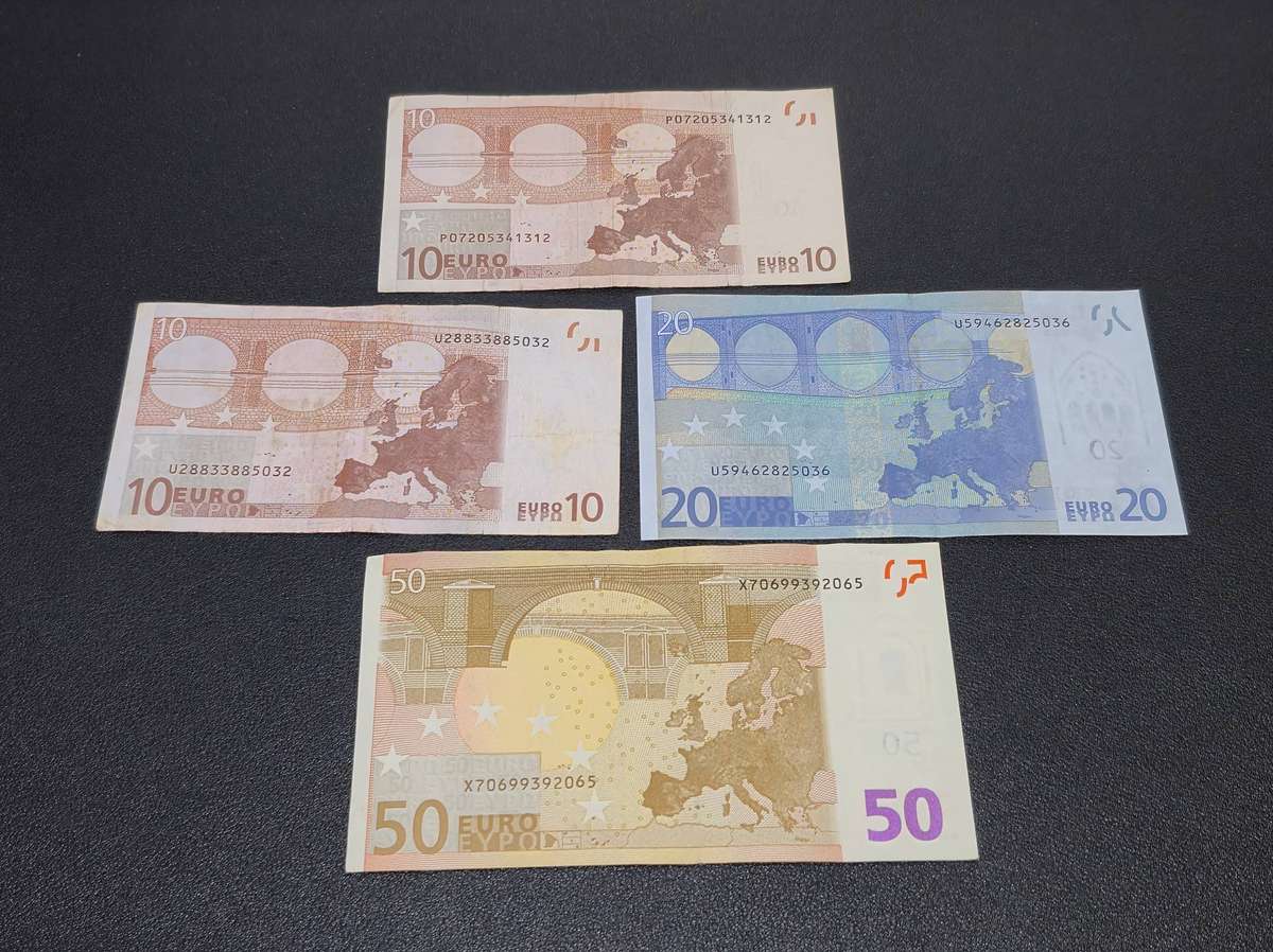 Euro 2002 Series Bank Note Collection - 10, 10, 20 & 50