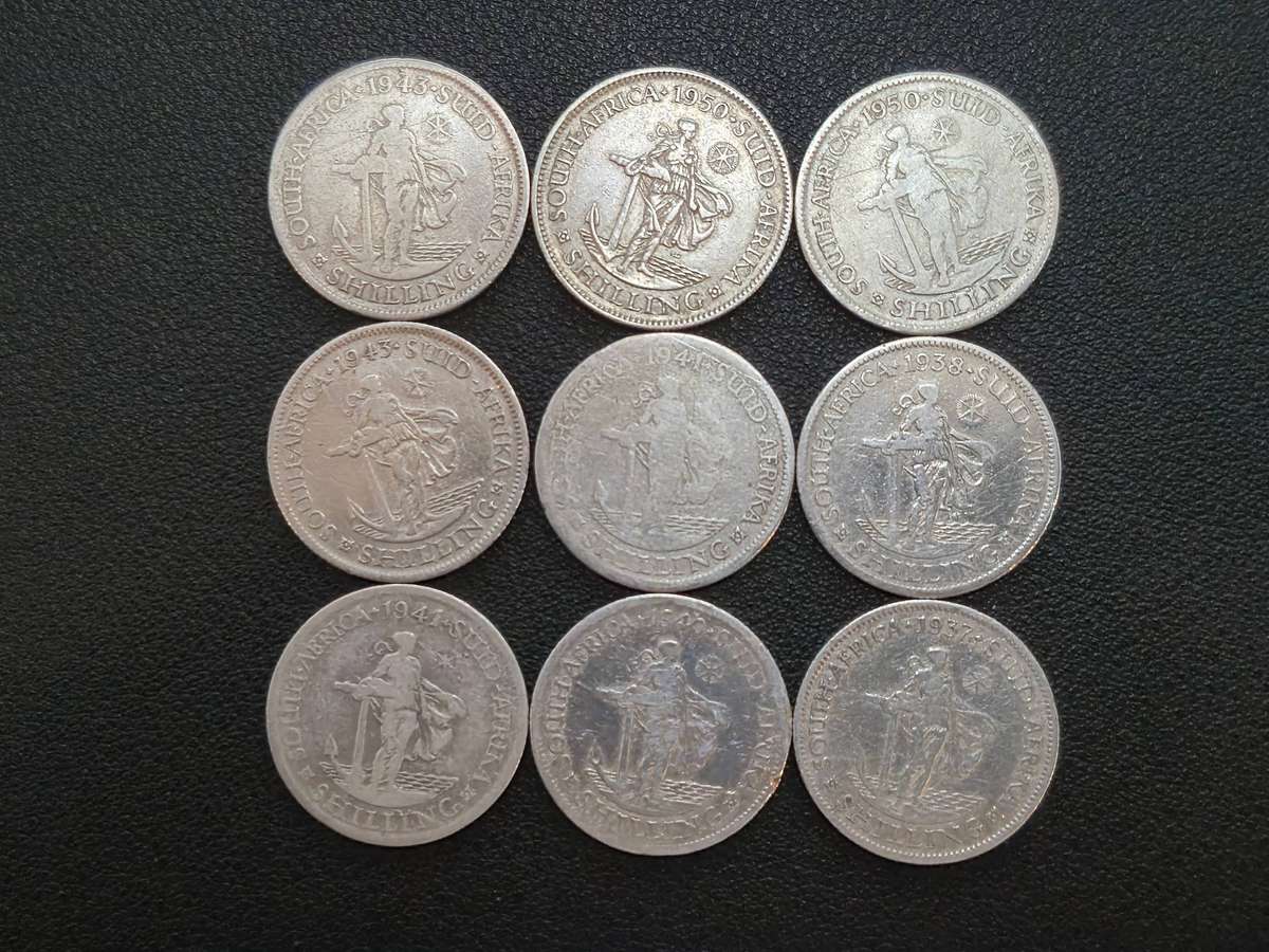 9x One Shilling Coins - 80% Silver