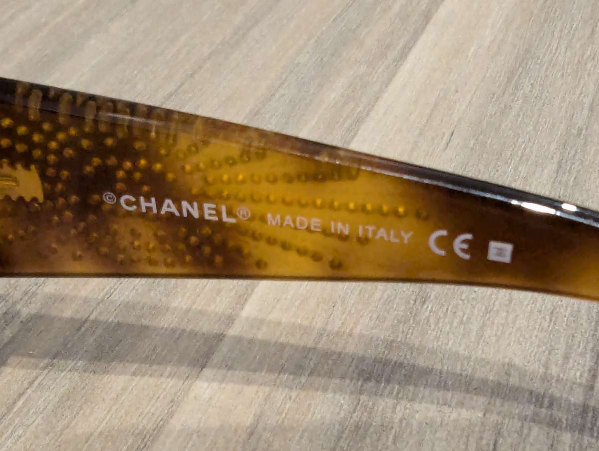 Chanel 4148-B Tortoiseshell Mask Sunglasses, Crystal Rhinestone Logo - AUTHENTIC Chanel