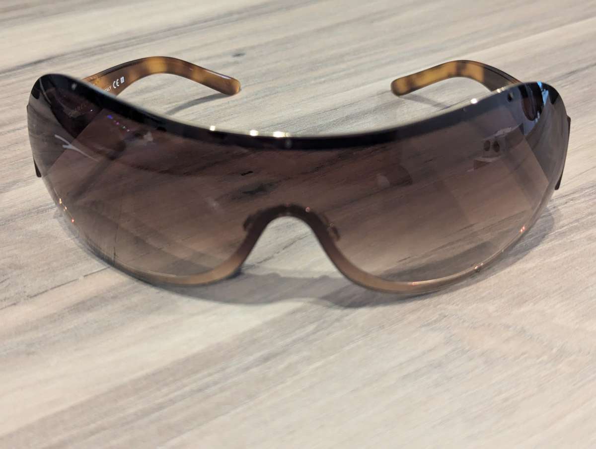 Chanel 4148-B Tortoiseshell Mask Sunglasses, Crystal Rhinestone Logo - AUTHENTIC Chanel