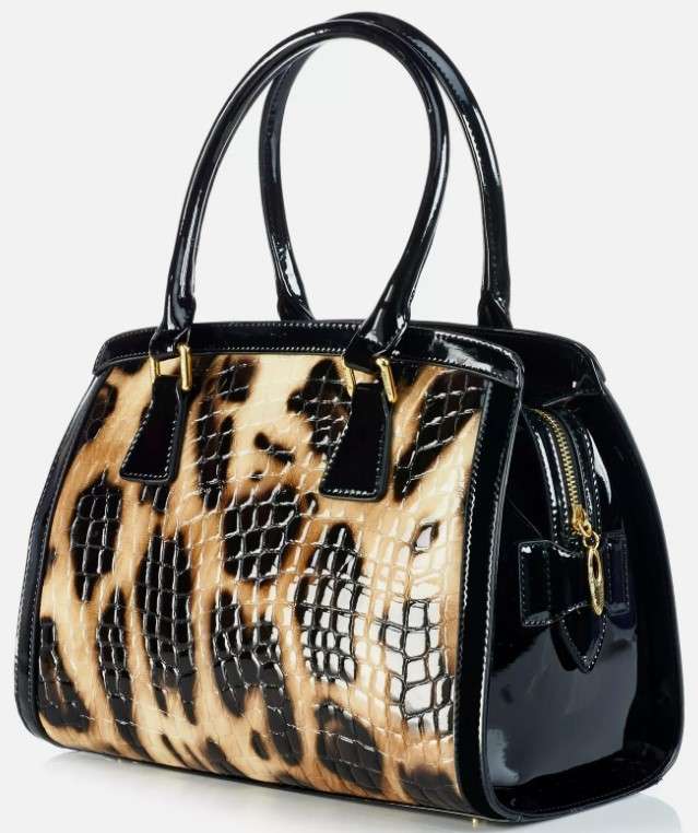 Serenade Beverly Hills Collection Lynx Croc Leather Handbag - AUTHENTIC