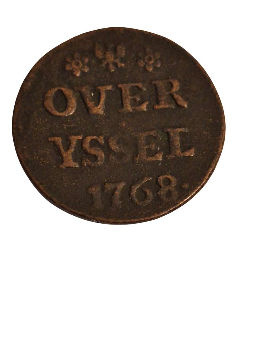 Antique 1768 Netherlands Over yssel Duit coin
