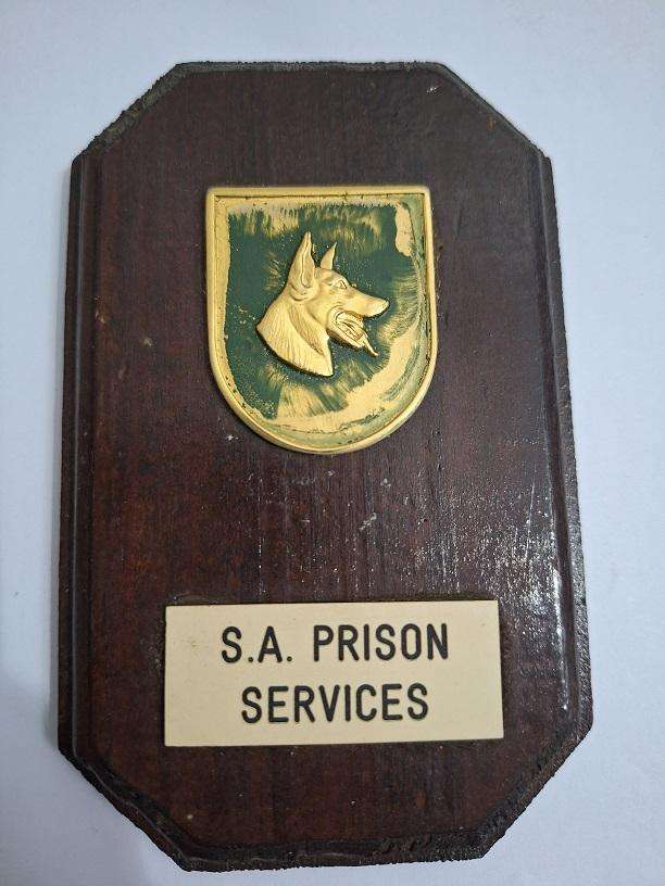 SA Prison service dog handler plaque