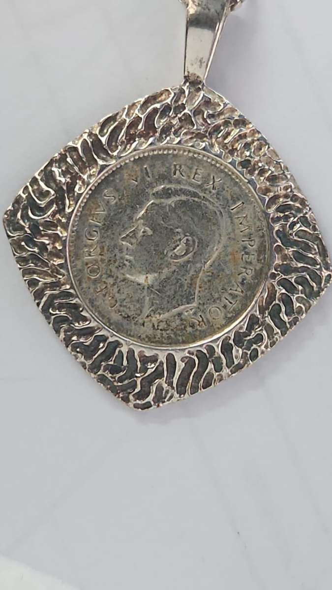 1940 3 DARIUS GEORGIVS VI REX IMPERATOR COIN ON 25CM CHAIN 925 STERLING SILVER