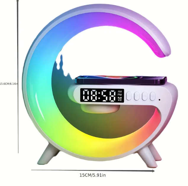 Universal Wireless Charging Alarm Clock with Enhanced Audio, Mood Light & Speaker