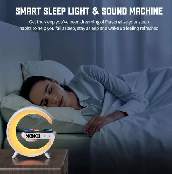 Universal Wireless Charging Alarm Clock with Enhanced Audio, Mood Light & Speaker