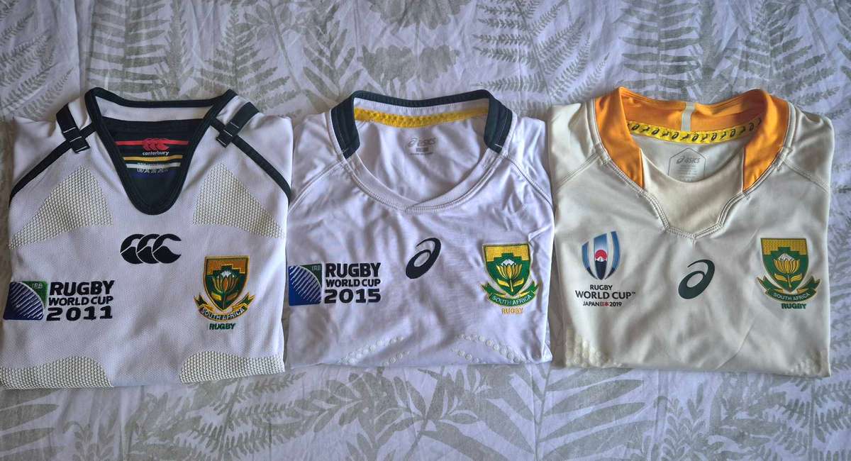 Springbok rugby jerseys 2011,2015 & 2019