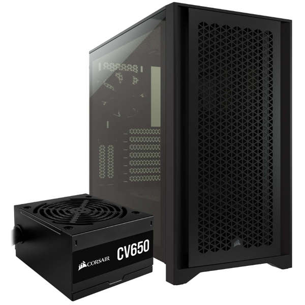 Corsair 4000D desktop PC case with 650 watt power supply