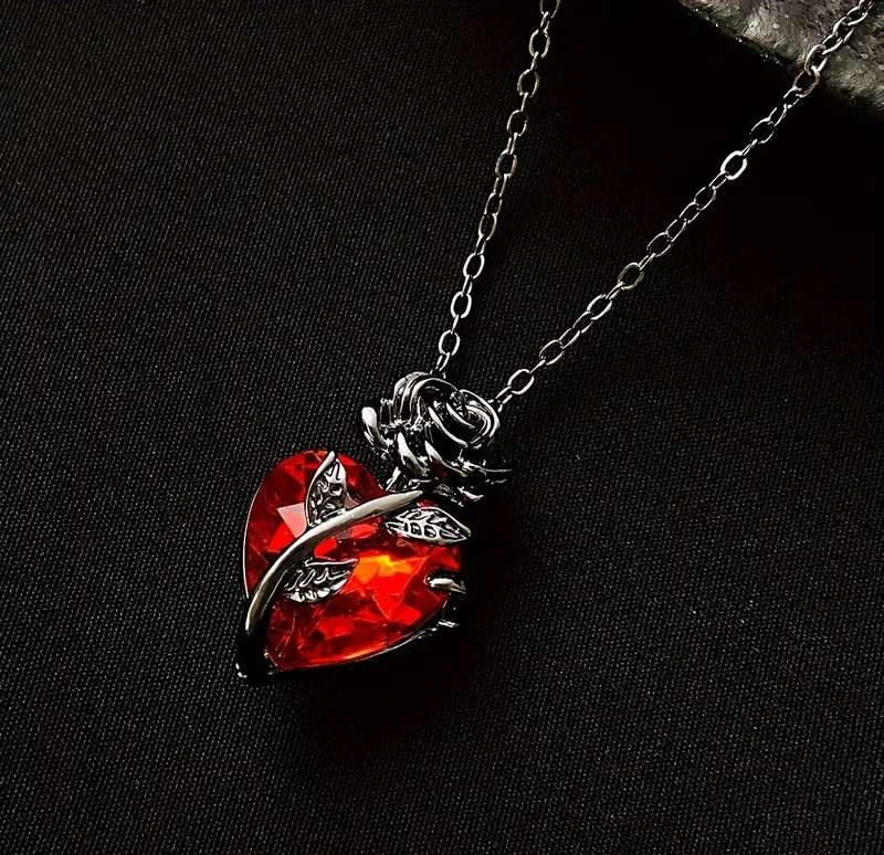 Rose Flower Pendent Necklace For Men, Gothic Style Clavicle Chain, father's day gift