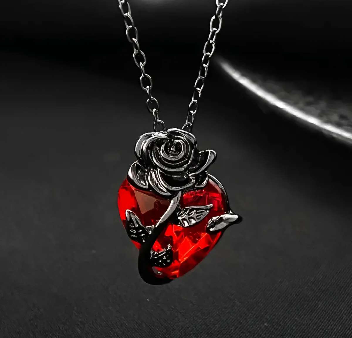 Rose Flower Pendent Necklace For Men, Gothic Style Clavicle Chain, father's day gift