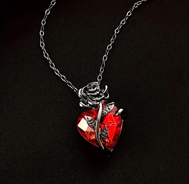 Rose Flower Pendent Necklace For Men, Gothic Style Clavicle Chain, father's day gift