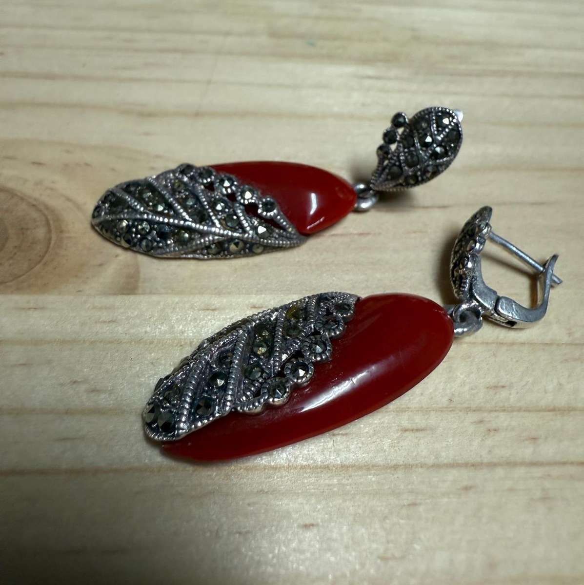 Sterling silver carnelian earrings