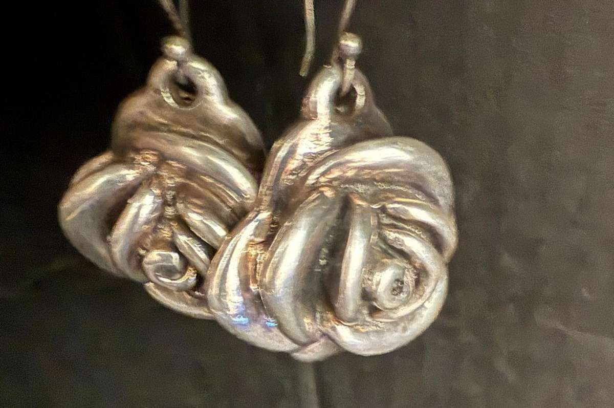 Sterling silver rose earrings