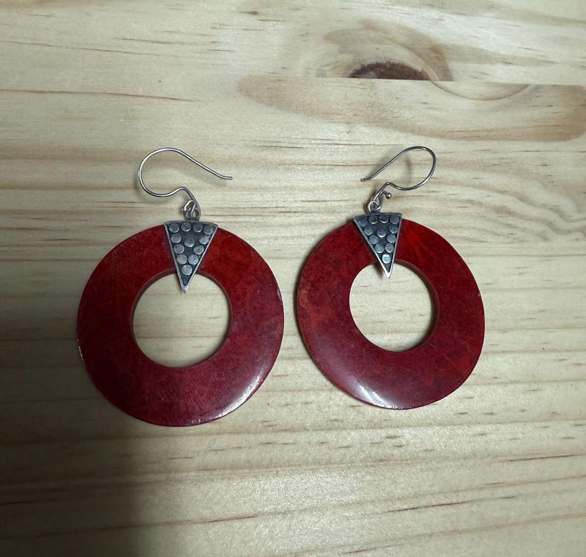 Sterling silver & Round coral earrings