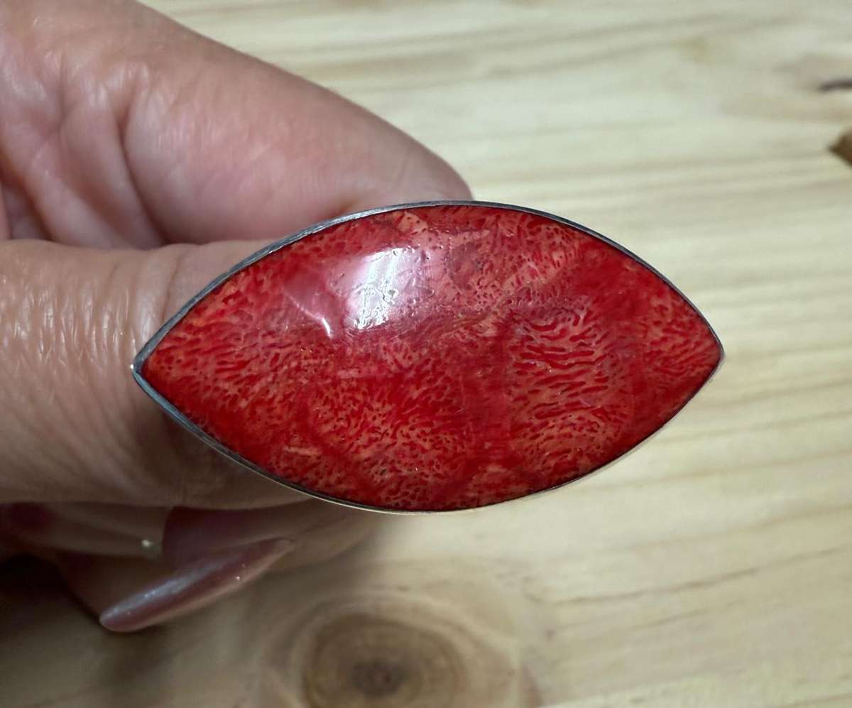 Sterling silver coral look a like ring