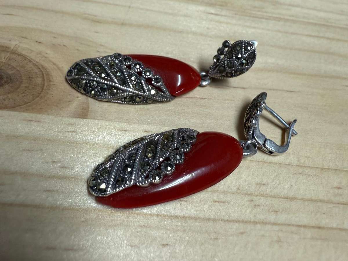 Sterling silver carnelian earrings