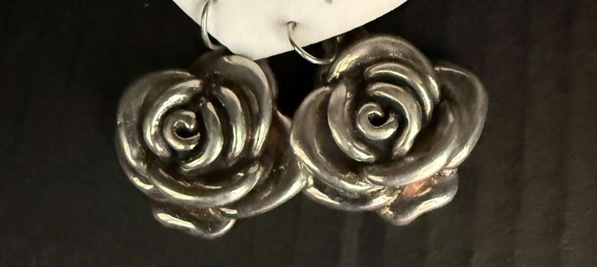 Sterling silver rose earrings