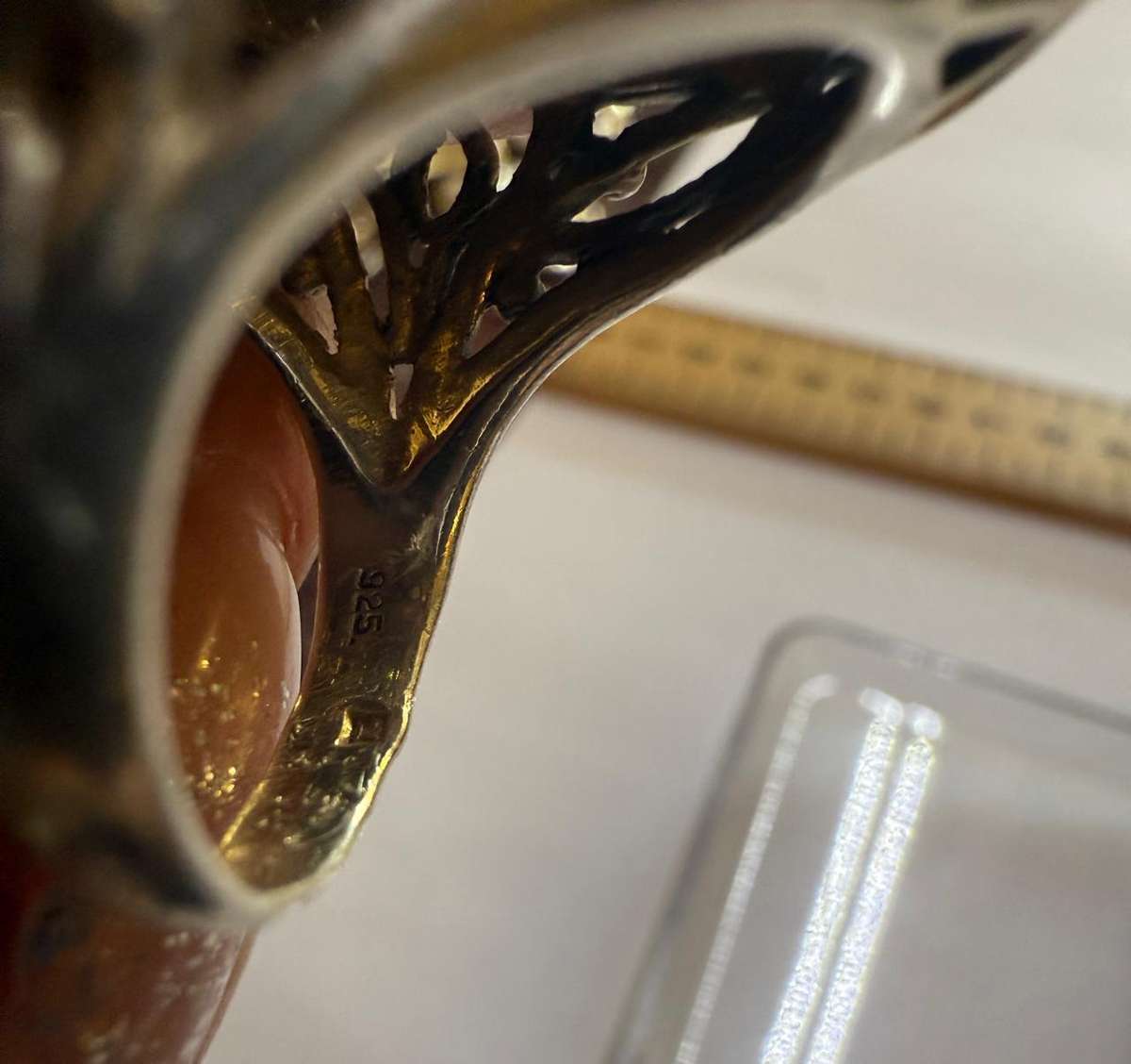 Sterling silver heavy ring with marcasite & Clear stones