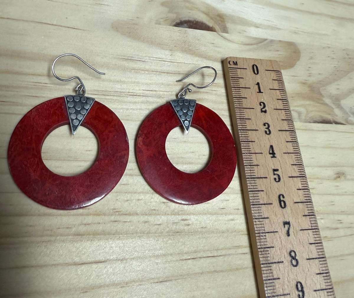 Sterling silver & Round coral earrings