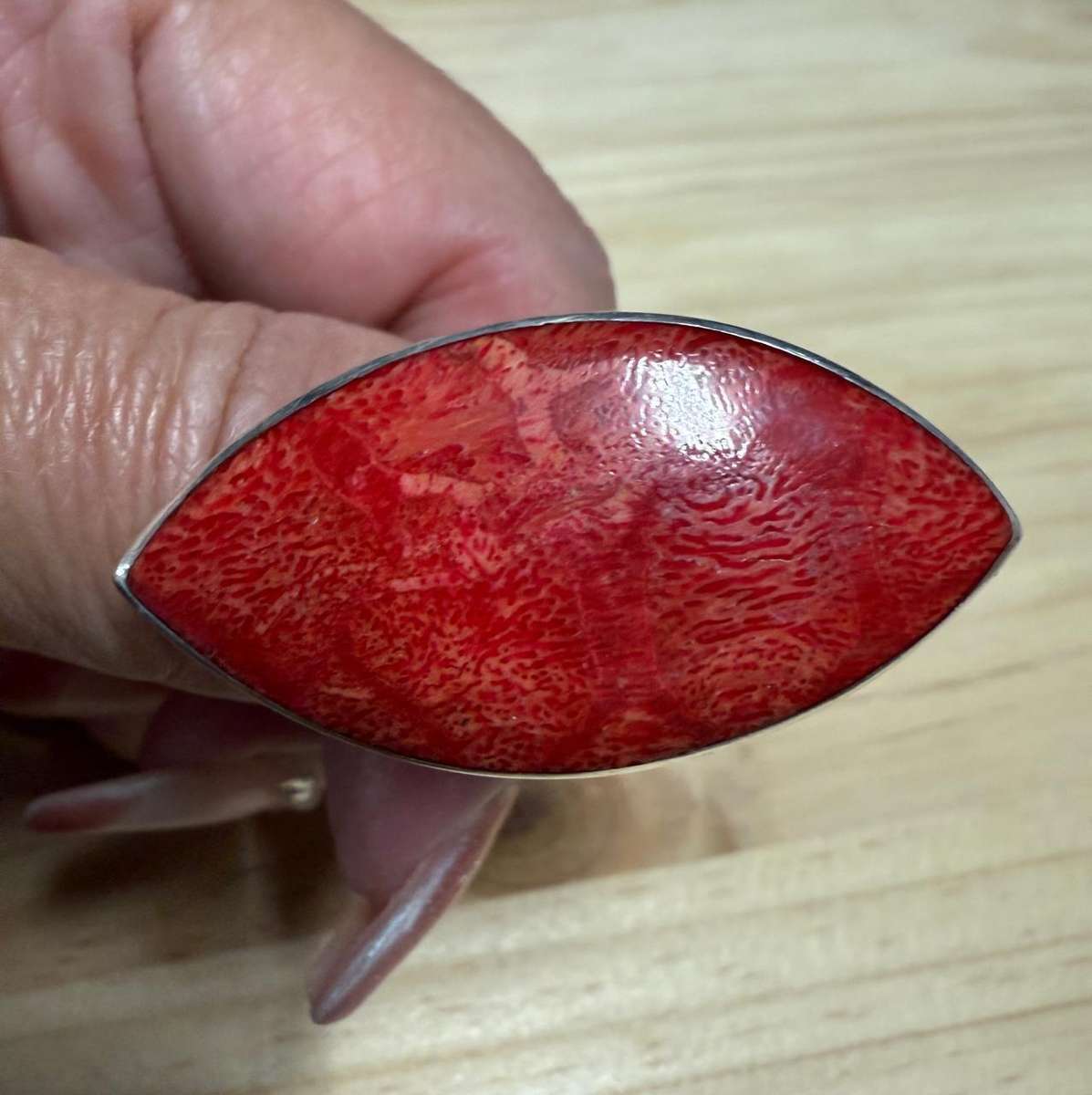 Sterling silver coral look a like ring