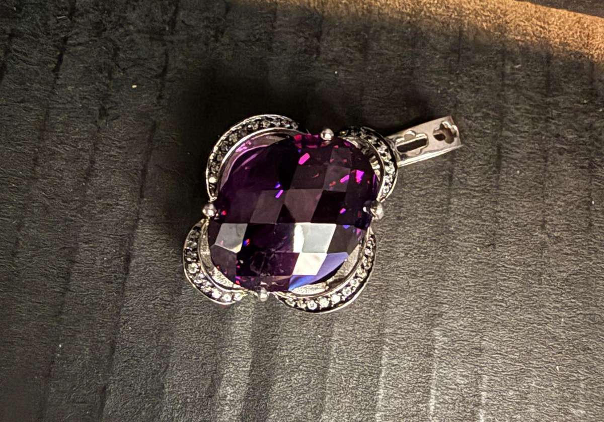Sterling silver purple pendant