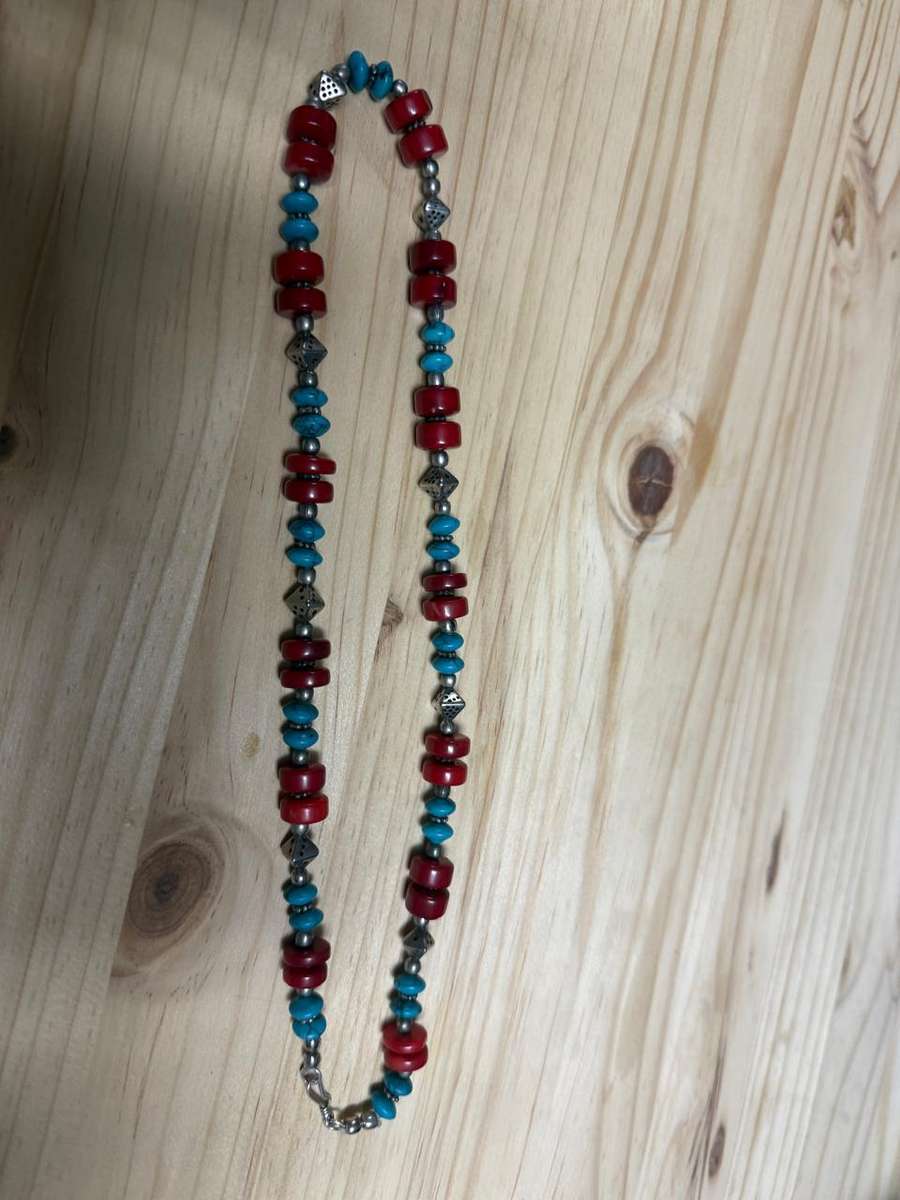 Sterling silver & Turquoise with Coral Chain