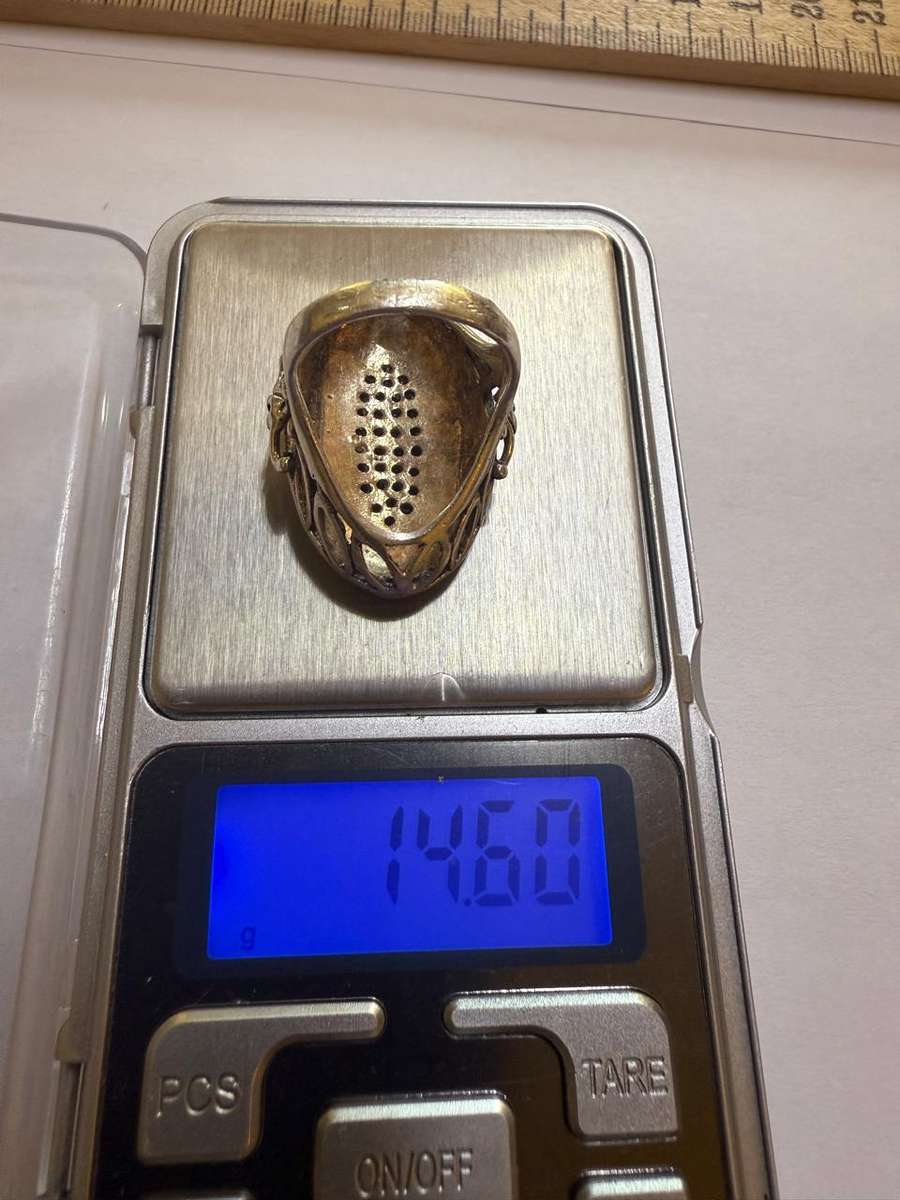 Sterling silver heavy ring with marcasite & Clear stones