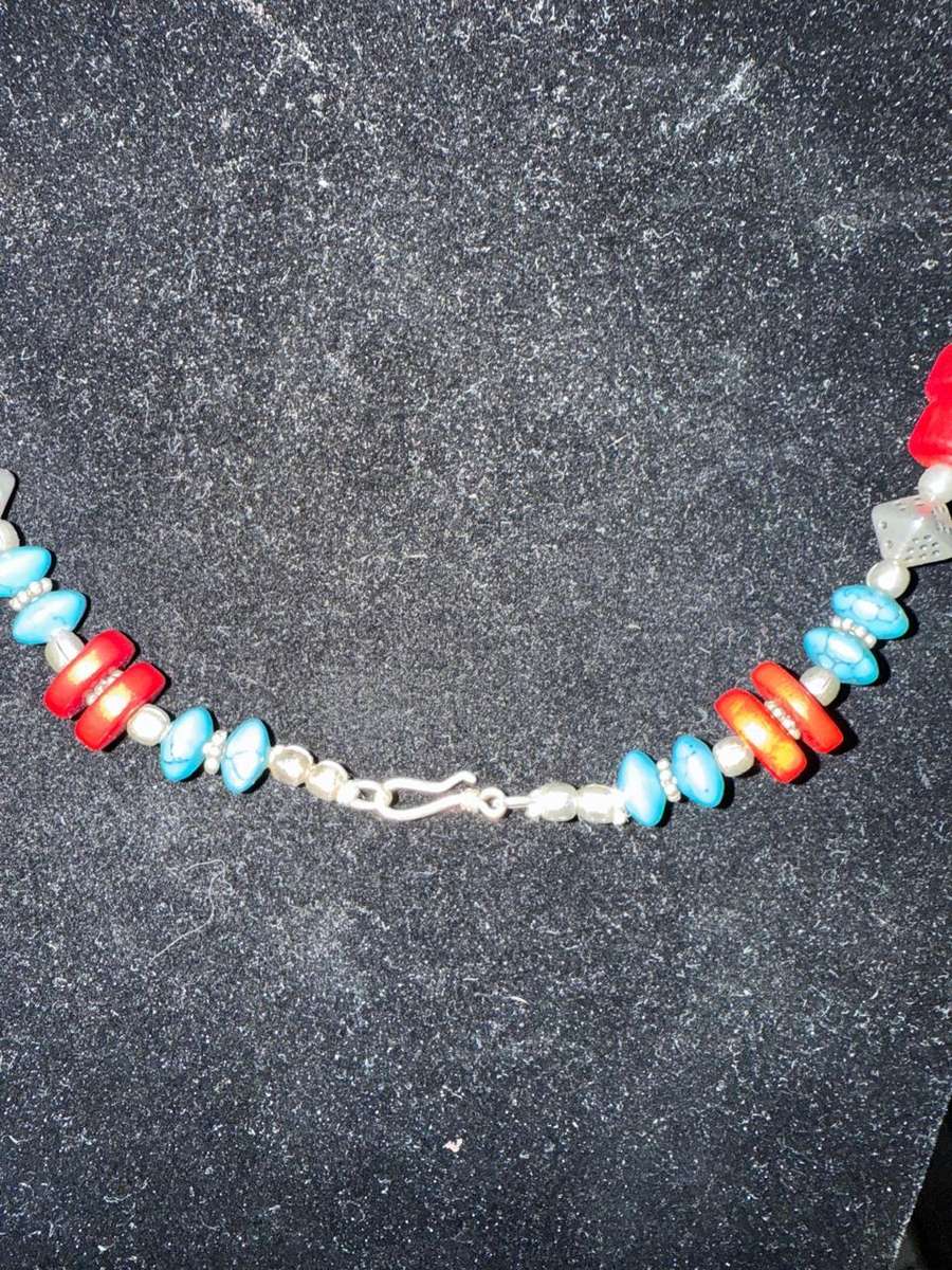 Sterling silver & Turquoise with Coral Chain