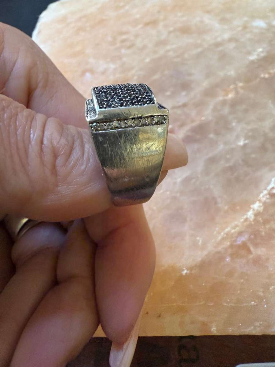 Sterling silver paved ring