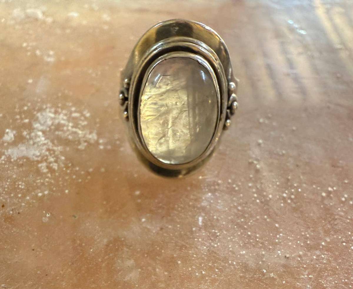Sterling silver moonstone ring