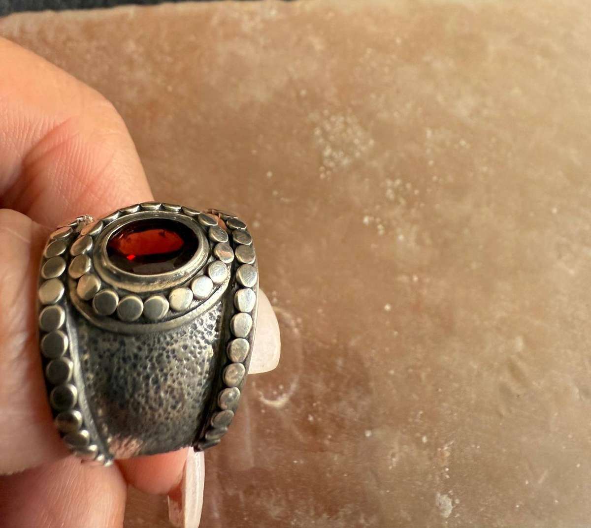 Sterling silver red stone ring